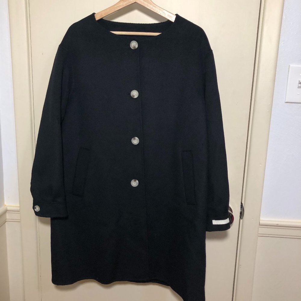 Black 90% Wool + 10% Cashmere Woman's Coat